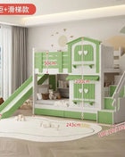 Letto a Castello per Bambine JC, Letto a Due Piani Rosa Stile Principessa con Scivolo