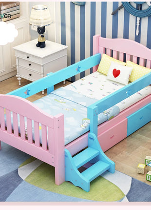 Letto singolo in legno per bambini Princess Lit Enfant, con sponda di sicurezza allargata e cuciture rinforzate, per neonati e bambini