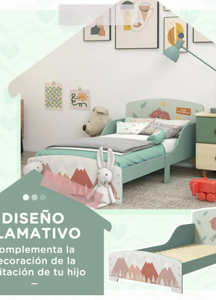 ZONEKIZ Cama Infantil de Madera 143x77x60 cm para Niños de 3-6 Anni Carga 40 kg