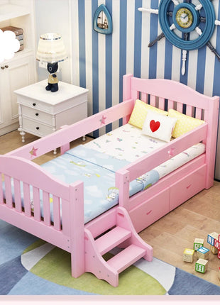 Letto singolo in legno per bambini Princess Lit Enfant, con sponda di sicurezza allargata e cuciture rinforzate, per neonati e bambini
