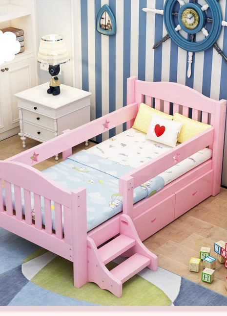 Letto singolo in legno per bambini Princess Lit Enfant, con sponda di sicurezza allargata e cuciture rinforzate, per neonati e bambini