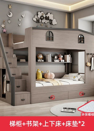 Letto a castello per bambini con cassetto portaoggetti loft letto matrimoniale Scale da arrampicata cornici complete Queen Wooden literas de 2 camas mobili per camera da letto