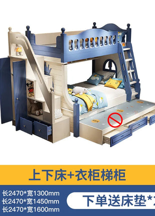 Letto per bambini Ragazzi Letto alto e basso a castello Letto per madre e bambino Scivolo A due strati rialzato