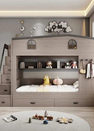 Letto a castello per bambini con cassetto portaoggetti loft letto matrimoniale Scale da arrampicata cornici complete Queen Wooden literas de 2 camas mobili per camera da letto