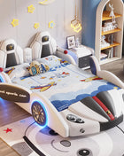 # Per letto per bambini moderno e fresco in stile auto Letto per bambini imbottito in pelle per ragazzi Letto matrimoniale creativo con guardrail
