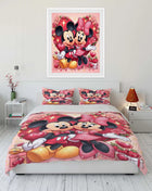 Set di Biancheria da Letto con Stampa Mickey e Minnie Mouse, Set in Microfibra con Federe, Copripiumino per Adulti, Set per Camera da Letto