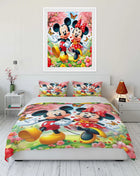 Set di Biancheria da Letto con Stampa Mickey e Minnie Mouse, Set in Microfibra con Federe, Copripiumino per Adulti, Set per Camera da Letto