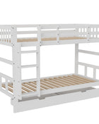 Fanganeg Letto a castello per bambini con scaletta, divano letto estraibile 90 x 200 cm con 2 basi a doghe, letto a castello con barriera di sicurezza, bianco