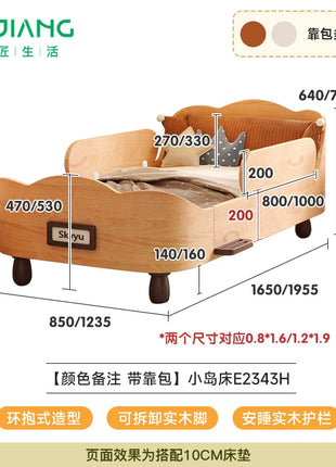 Kojima lettino per bambini in legno massello Montessori con guardrail piccolo bambino splicing grande ragazza principessa ragazzo singolo