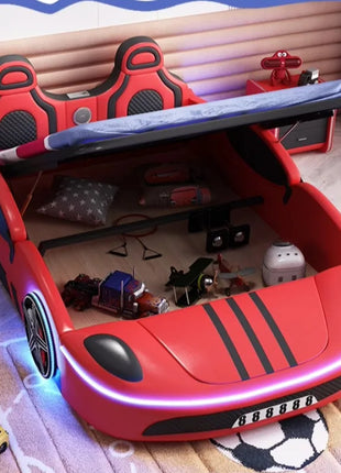 Letti per bambini di sicurezza normale Guardrail a forma di auto Box in stile moderno Letti per bambini Design per ragazzi Mobili per bambini singoli illuminati per la casa