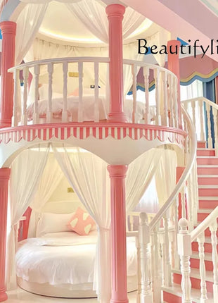 Letto a Castello per Bambini J Normal, Decorazione Moderna con Scivolo, Letto Principessa, Box per Bambini, Arredamento per la Casa