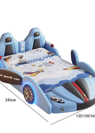 # Per letto per bambini moderno e fresco in stile auto Letto per bambini imbottito in pelle per ragazzi Letto matrimoniale creativo con guardrail