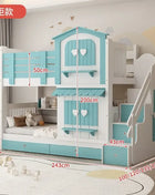 Letto a Castello per Bambine JC, Letto a Due Piani Rosa Stile Principessa con Scivolo