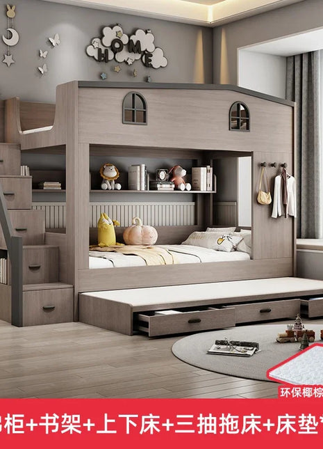 Letto a castello per bambini con cassetto portaoggetti loft letto matrimoniale Scale da arrampicata cornici complete Queen Wooden literas de 2 camas mobili per camera da letto
