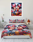 Set di Biancheria da Letto con Stampa Mickey e Minnie Mouse, Set in Microfibra con Federe, Copripiumino per Adulti, Set per Camera da Letto