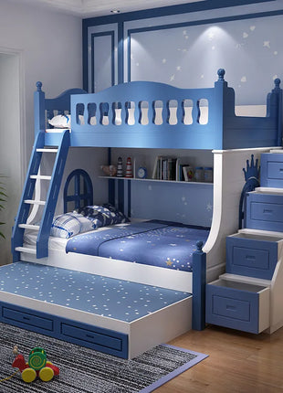 Letto per bambini Ragazzi Letto alto e basso a castello Letto per madre e bambino Scivolo A due strati rialzato