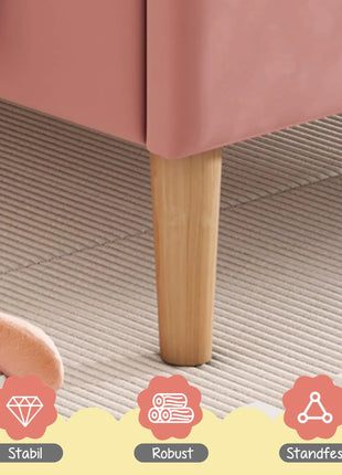 Comanlai 90 * 200 cm Letto imbottito in velluto Letto singolo in legno per bambine, letto per bambini con testiera arcobaleno rosa