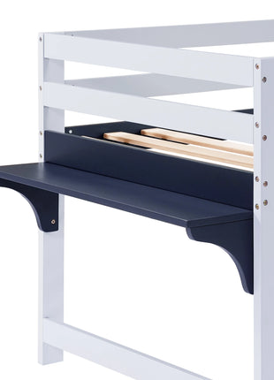 Letto a castello, letto a castello, lettino con tetto e finestra, cassetto inferiore con rulli, pratica scala a due stadi, pino + Sperrholz 90x200 cm