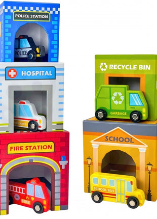 City Vehicles in Boxes Puzzle Cubes