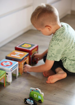 City Vehicles in Boxes Puzzle Cubes