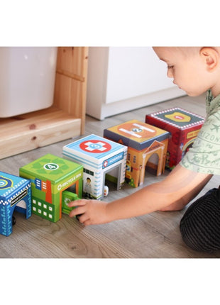 City Vehicles in Boxes Puzzle Cubes