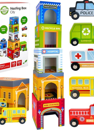 City Vehicles in Boxes Puzzle Cubes
