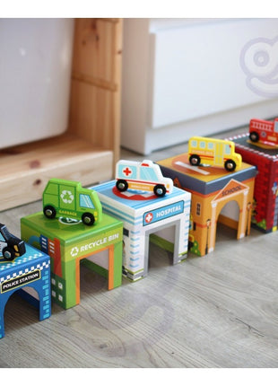 City Vehicles in Boxes Puzzle Cubes