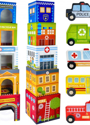 City Vehicles in Boxes Puzzle Cubes