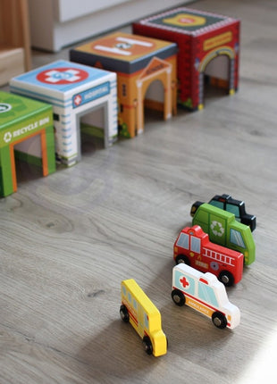 City Vehicles in Boxes Puzzle Cubes