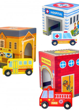 City Vehicles in Boxes Puzzle Cubes