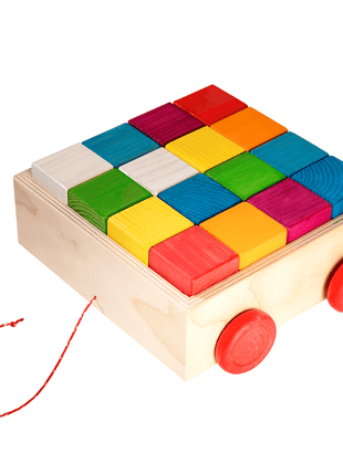 Hand-made Colorful Wooden Building Blocks for Kids – 16 pieces