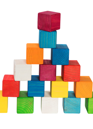 Hand-made Colorful Wooden Building Blocks for Kids – 16 pieces