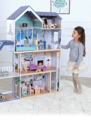 Wooden Dollhouse Crystal with LED Lights