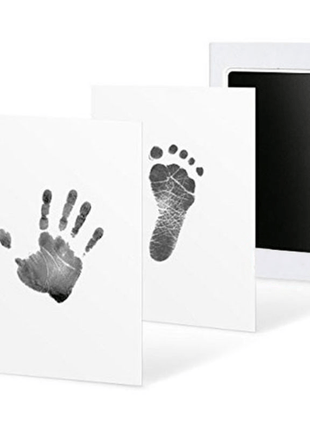 Kit faidate per impronte di mani e piedi per bambini confezione da 2 tampone per inchiostro nero atossico con 2 fogli souvenir per neonati stampi per mani e piedi per neonati materiale di carta