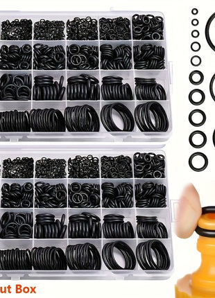 Kit assortimento di anelli in gomma da 225 pezzi 18 dimensioni resistenti allolio guarnizioni sigillanti sferiche resistenti per idraulica automobilismo meccanica  Contiene scatola di stoccaggio riutilizzabile