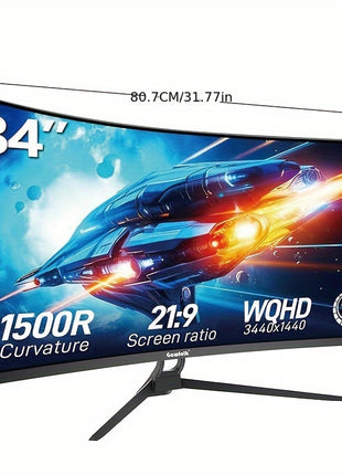 Schermo ultralargo Gawfolk 34 pollici UWQHD 3440x1440P 1500R 165Hz schermo curvo per computer schermo VA senza altoparlanti DisplayportHDTV VESA 75  75mm