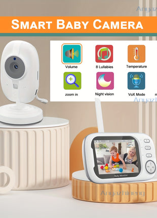 Monitor ANYAZHINENG da 889 cm HD 720P con Audio Bidirezionale Visione Notturna Rilevamento Pianti 8 Ninnananne Calmanti Alimentato via USBBatteria Ricaricabile per Asilo Nido Anziani e Animali Domestici