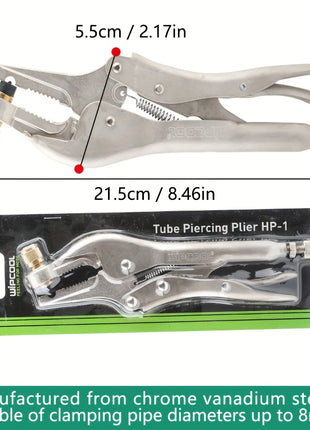 Strumento Manuale per Foratura Tubi di Raffreddamento Pinze per Recupero Refrigerante Pinze di Bloccaggio Acciaio per Linee di Raffreddamento Adatto per Strumenti di Saldatura Aria Condizionata Interfaccia SAE da 064cm