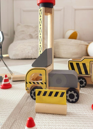 Wooden Construction Site With Vehicles