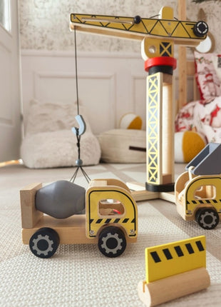 Wooden Construction Site With Vehicles