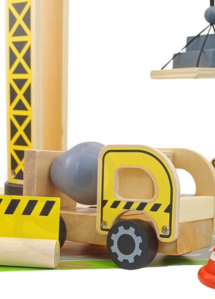 Wooden Construction Site With Vehicles