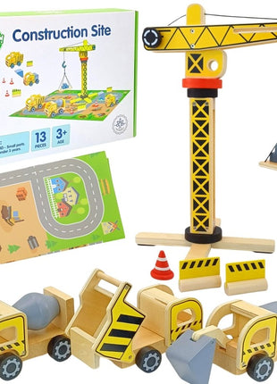 Wooden Construction Site With Vehicles