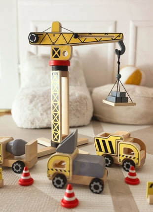 Wooden Construction Site With Vehicles