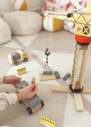 Wooden Construction Site With Vehicles