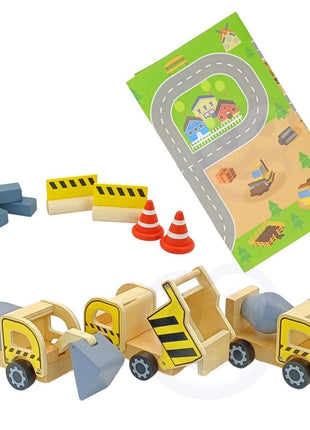 Wooden Construction Site With Vehicles