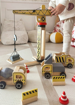 Wooden Construction Site With Vehicles