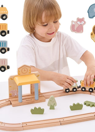Wooden Train Set, 30 pcs